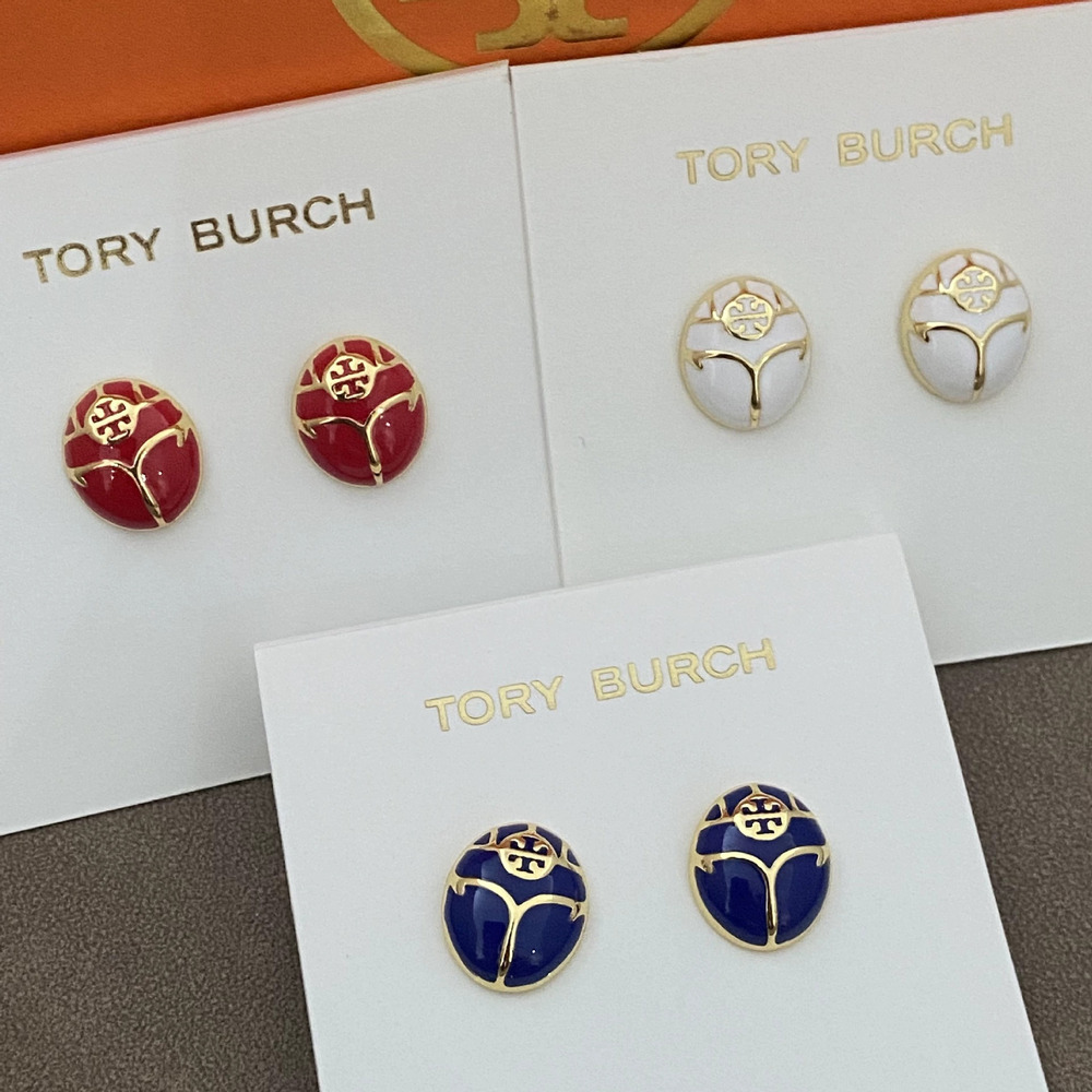 Tory Burch Mini Enamel Inlaid Oval Metal Earrings
